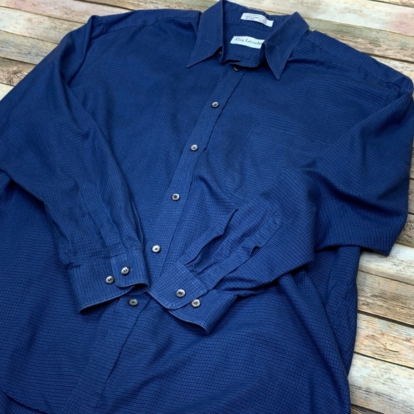 Guy Laroche Button Down Blue Black Shirt Canada XL - Picture 5 of 7